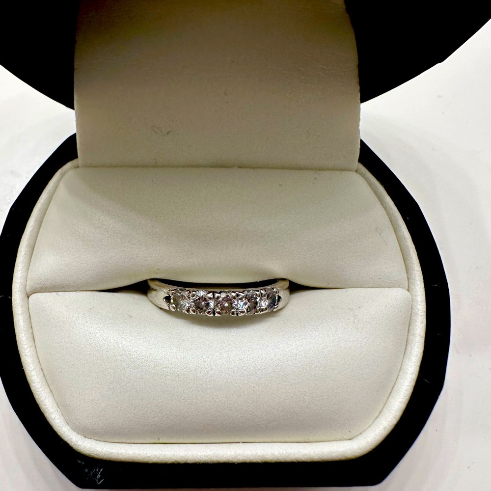 10ct white gold band with diamonds